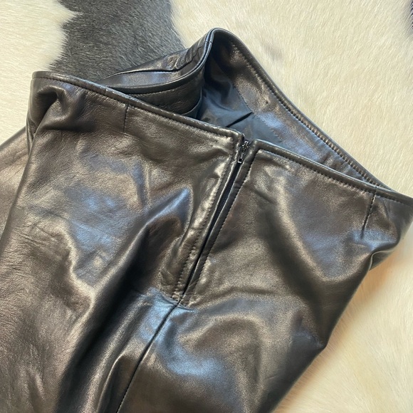 Vintage 1990s Danier Black Straight Leg Leather Pants Made in Canada - Picture 8 of 8